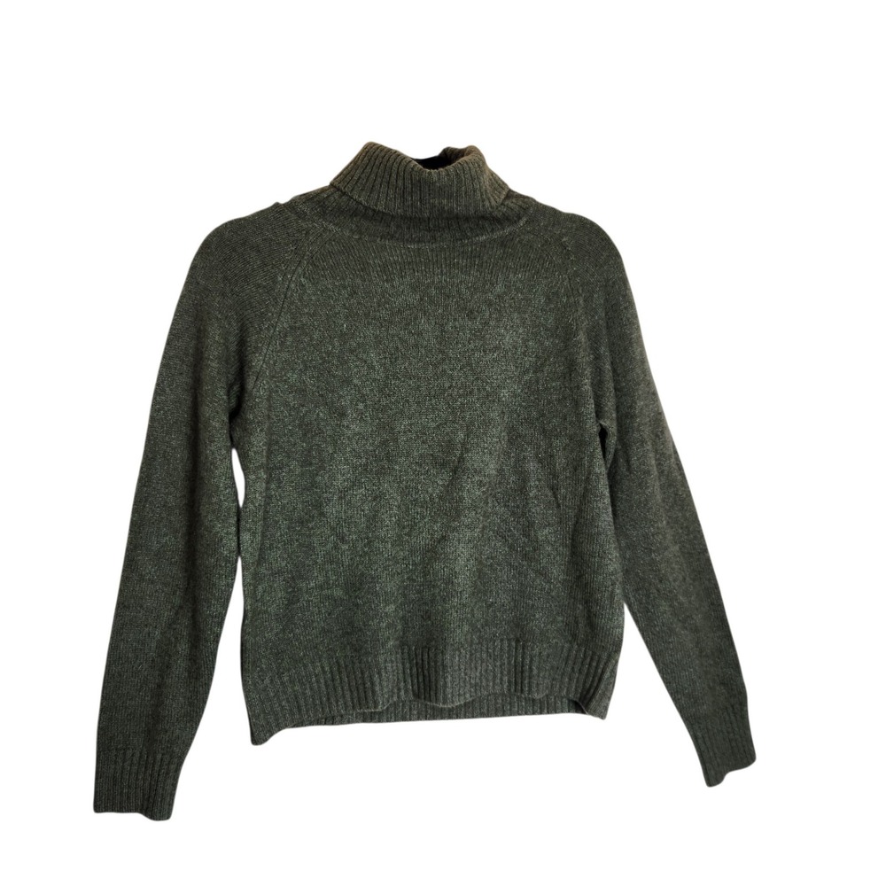 Quince Womens 100% Yak Wool Turtleneck Sweater Olive Green Size S Raglan Sleeve